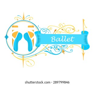 Ballet isolated, legs of a ballerina with pretty ribbon. Vector Illustration