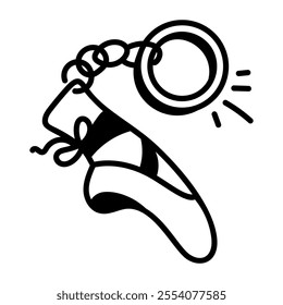 Ballet keychain icon in hand drawn style 

