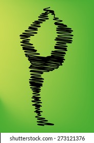 Ballet lady silhouette on green background
