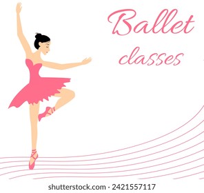 Ballet lessons. Ballerina dancing in pointe shoes.The ballerina dances beautifully on stage.