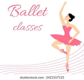 Ballet lessons. Ballerina dancing in pointe shoes.   Beauty of classical ballet. 