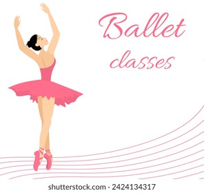 Ballet lessons. Ballerina dancing in pointe shoes. An elegant ballerina performs on the theater stage.