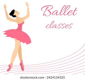 Ballet lessons. Ballerina dancing in pointe shoes. A cute ballerina performs on the theater stage. 