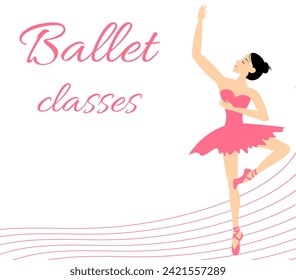 Clases de ballet. Belleza del ballet clásico.  Ballerina bailando con zapatos de punta.