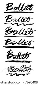 Ballet lettering. Vector hand drawn graphic illustration.