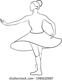 Ballet line art illstration. Beautiful woman are dancing.
