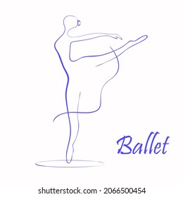 Ballet. Linear drawing of a ballerina. Silhouette of a ballerina girl dancing. Vector isolated on a white background