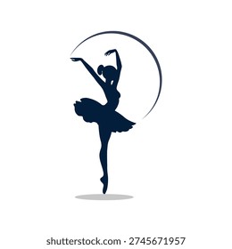 ballet logo for ballet school, dance studio. vector illustration