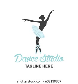 ballet logo for ballet school, dance studio. vector illustration