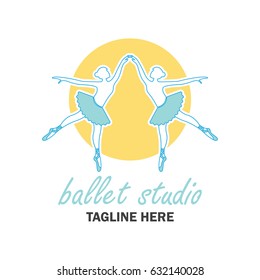 ballet logo for ballet school, dance studio. vector illustration