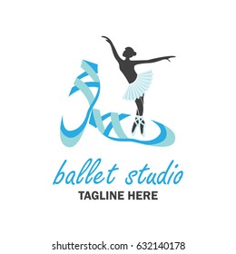ballet logo for ballet school, dance studio. vector illustration