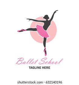 Ballet Logo For Ballet School, Dance Studio. Vector Illustration