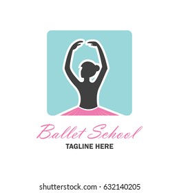 ballet logo for ballet school, dance studio. vector illustration