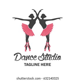 ballet logo for ballet school, dance studio. vector illustration