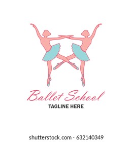 ballet logo for ballet school, dance studio. vector illustration