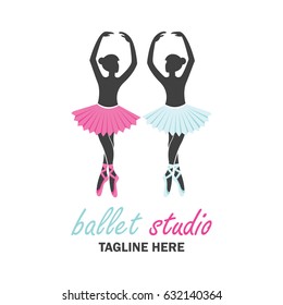 ballet logo for ballet school, dance studio. vector illustration