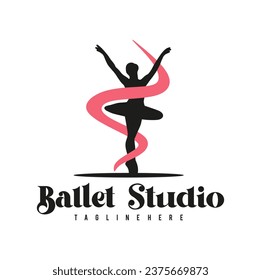 Ballet-Logo-Vorlage, Vektorgrafik, Logo-Design von Ballerina