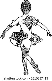 Ballet Mandala Black Design With Nature Pattern