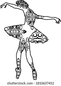 Ballet Mandala Black Design With Nature Pattern