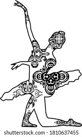 Ballet Mandala Black Design With Nature Pattern