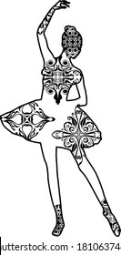 Ballet Mandala Black Design With Nature Pattern