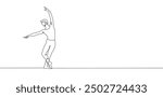 Ballet Minimalist One Line Drawing. Man Dancer Contour Illustration. Ballet Modern Minimalist Drawing. Male Dance One Line Illustration. Vector EPS 10	