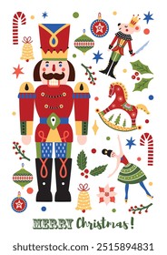 Ballet the Nutcracker. Cute Christmas interior poster. 
