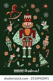 Ballet the Nutcracker. Cute Christmas vector poster. 
Interior poster
