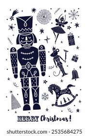 Ballet the Nutcracker. Cute Christmas vector poster. 
Interior poster
