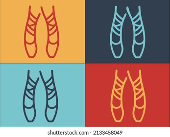 Ballet Pair Shoes Logo Template, Simple Flat Icon of pair,ballet,fashion