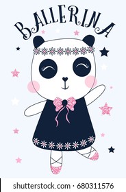 Ballet panda print design. Vector illustration design for fashion fabrics, textile graphics, prints.