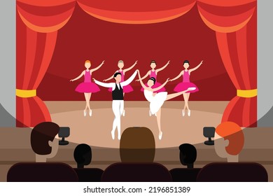 Rendimiento de ballet en la segunda etapa concepto de ilustración vectorial para banner, sitio web, ilustración, página de aterrizaje, volante, etc.