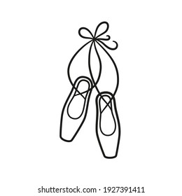 Ballet pointe shoes. Ballerina accessories Isolated vector illustration in doodle style on white background