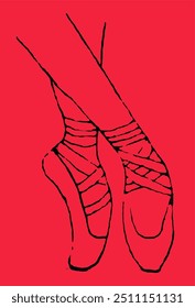 ballet pointe shoes black outline vector image