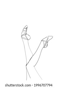 Ballet Pointe shoes continuous line drawing, Minimalism vector illustration.