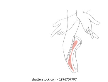 Ballet Pointe shoes continuous line drawing, Minimalism vector illustration.