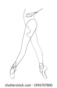 Ballet Pointe shoes continuous line drawing, Minimalism vector illustration.