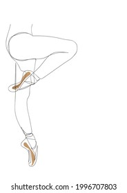 Ballet Pointe shoes continuous line drawing, Minimalism vector illustration.