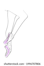 Ballet Pointe shoes continuous line drawing, Minimalism vector illustration.