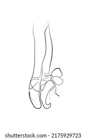 Ballet Pointe shoes continuous line drawing, vector illustration.