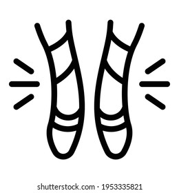 Ballet pointe shoes icon. Outline ballet pointe shoes vector icon for web design isolated on white background