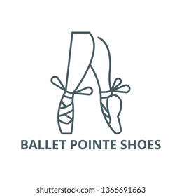 Ballet pointe shoes line icon, vector. Ballet pointe shoes outline sign, concept symbol, flat illustration
