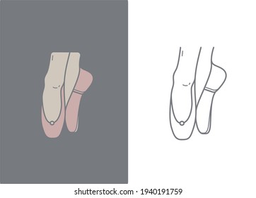 ballet pointer shoes vector icon in flat and outline