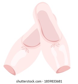 Ballet pointes shoes, pink. Ballerina fashion. Vector illustration, isolated