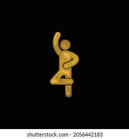 Ballet Pose gold plated metalic icon or logo vector