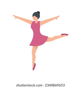 Ballet pose icon flat vector. Ballerina dancer. Woman dance class isolated