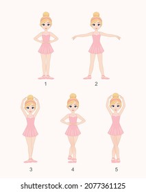 Ballet Positions Little girl ballerina pink