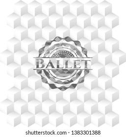 Ballet realistic grey emblem with cube white background