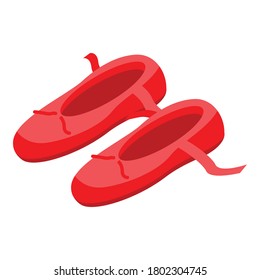 Ballett rote Schuhe Symbol. Isometrisch aus Ballett-roten Schuhen Vektorsymbol für Webdesign einzeln auf weißem Hintergrund