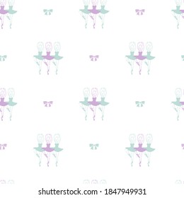 Ballet and Ribbon Dream Vector Graphic Illustration Seamless Pattern for Background and Apparel design